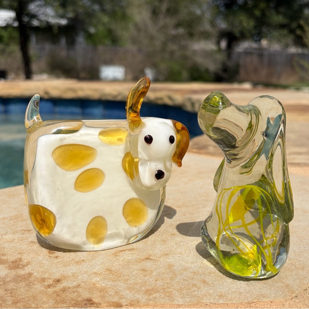 Vintage Art Glass Dog Figurine Paperweight Bundle